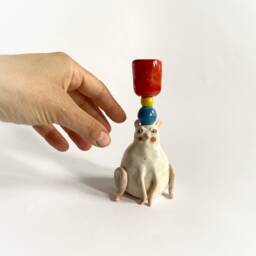 Decorative Candlestick Holder, Ceramic White Mouse, Table Decor, Wedding Gift, Nursery Room Mouse Lover Rodent Gift