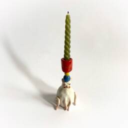 Decorative Candlestick Holder, Ceramic White Mouse, Table Decor, Wedding Gift, Nursery Room Mouse Lover Rodent Gift - thumbnail 2