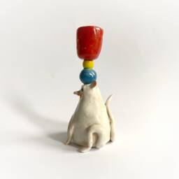Decorative Candlestick Holder, Ceramic White Mouse, Table Decor, Wedding Gift, Nursery Room Mouse Lover Rodent Gift - thumbnail 4