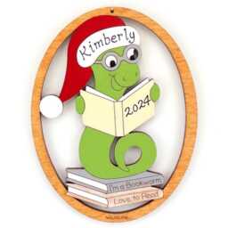 Personalized Bookworm Love To Read Christmas Ornament - Wood, Laser Cut, Hand Painted - thumbnail 2