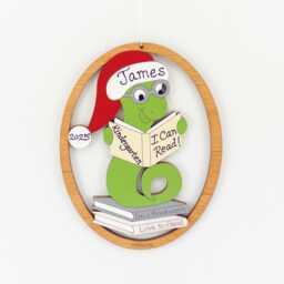 Personalized Bookworm Love To Read Christmas Ornament - Wood, Laser Cut, Hand Painted - thumbnail 1