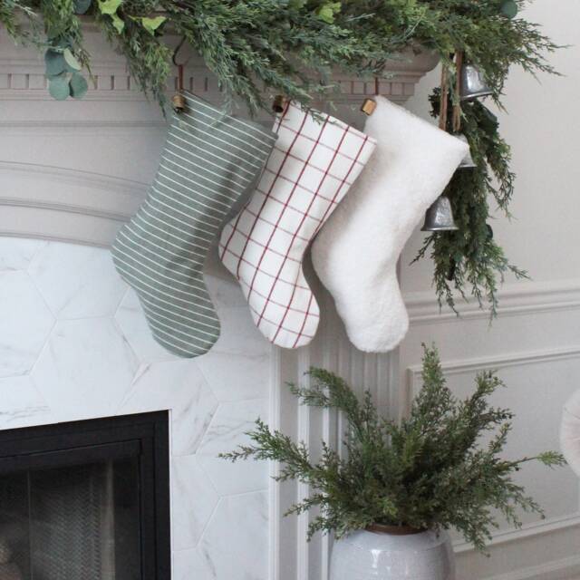 Traditional Christmas Stockings - Handmade Family Modern Farmhouse Xmas Stocking Holiday - image 1