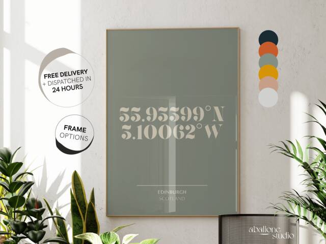 Personalised Coordinate Print Minimal Retro Style, Custom Engagement Wedding Or Anniversary Gift For The Couple, Where We Met New Home - image 1