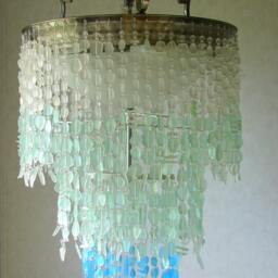 Sea Glass Chandelier Coastal Ombre Lighting Fixture, The Carabelle - thumbnail 2