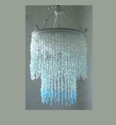 Sea Glass Chandelier Coastal Ombre Lighting Fixture, The Carabelle - thumbnail 1