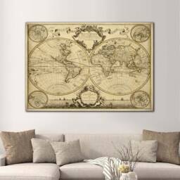 Giant Historic World Map 1720 Old Antique Style Fine Art Print World Map Wall Decor Housewarming Gift - thumbnail 1