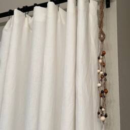 White Linen Shower Curtains - Mildew-Free, 72x72, 72x85, 72x94 Custom Curtain Extra Long Or Wide - thumbnail 2