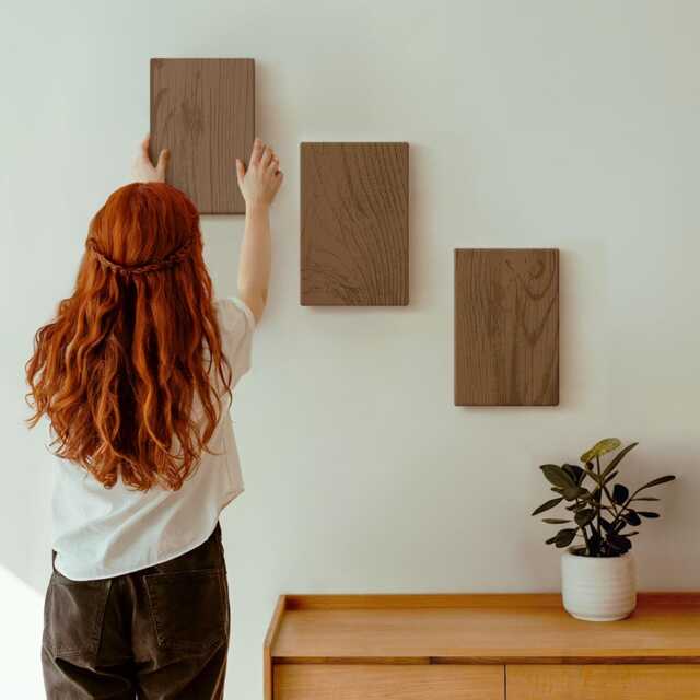 3 Piece Canvas Set - Wood Pattern Tree Bark Texture Minimalism, Brown Photo Print, Natural Textures Wall Decor - image 1