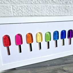 Rainbow Ice Pop Resin Wall Art 3D 8 Framed Lollies - thumbnail 3