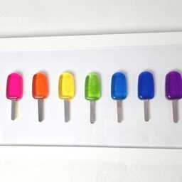 Rainbow Ice Pop Resin Wall Art 3D 8 Framed Lollies - thumbnail 2