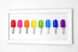 Rainbow Ice Pop Resin Wall Art 3D 8 Framed Lollies - thumbnail 1