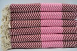 "Burgundy & Pink Peshtemal, Turkish Towels, Bath Towel, Hammam Towel, 40""x63"