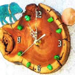 "Javelina With Moon & Turquoise Stones Log Cabin Style 9"" X 6.5"" 2" - thumbnail 2