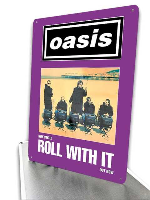 Oasis Metal Sign Roll With It, Wonderwall, Definitely Maybe, Knebworth 1996 Poster, Wall Art Sign - image 1