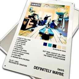 Oasis Metal Sign Roll With It, Wonderwall, Definitely Maybe, Knebworth 1996 Poster, Wall Art Sign - thumbnail 3