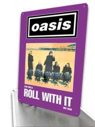Oasis Metal Sign Roll With It, Wonderwall, Definitely Maybe, Knebworth 1996 Poster, Wall Art Sign - thumbnail 1