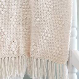 Velvet Baby Blanket, Luxury Handmade Fringe White Blanket - thumbnail 3