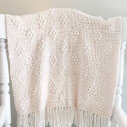 Velvet Baby Blanket, Luxury Handmade Fringe White Blanket - thumbnail 2