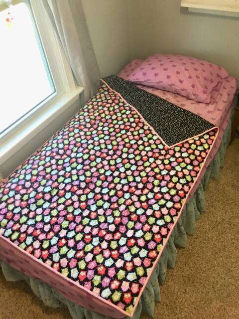 Purple Owl Baby Quilt Personalized Cotton Homemade Blanket - 41x62 Inch - image 1
