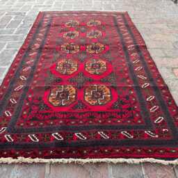 3x6 Afghan Tekke Wool Rug - Hand-Knotted Tribal Carpet Natural Dyed Red Oriental Area For Entryway Or Living Room Perfect Gift - thumbnail 3