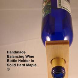 Wine Bottle Holder Handmade Balancing in Solid Maple Stand Accessory - thumbnail 4