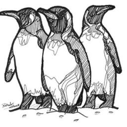 Three Penguins Print, Line Drawing, Black & White Illustration, Penguin Print, Nursery Baby Room, Wall Decor, Home Decor - thumbnail 2