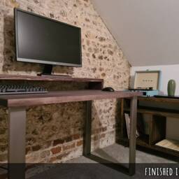 Industrial Solid Wood Desk With Monitor Shelf/Riser - thumbnail 3
