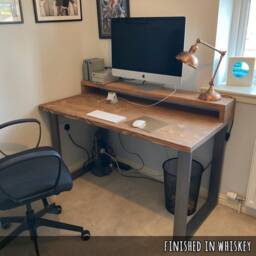 Industrial Solid Wood Desk With Monitor Shelf/Riser - thumbnail 2