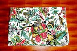 Pure Cotton Kantha Style Twin Size Quilt Bed Spread, Indian Gudri Cover - thumbnail 1