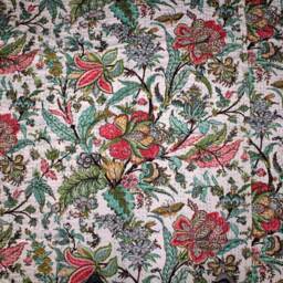 Pure Cotton Kantha Style Twin Size Quilt Bed Spread, Indian Gudri Cover - thumbnail 3