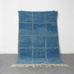 Handmade Wool Moroccan Rug Contemporary Blue Boujad Carpet - thumbnail 1