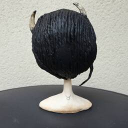 Taurus Zodiac Sculpture, Paper Mache Doll, Gothic Bust With Horns - thumbnail 3