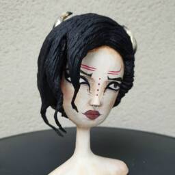 Taurus Zodiac Sculpture, Paper Mache Doll, Gothic Bust With Horns - thumbnail 2