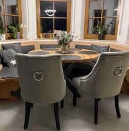 Velvet Tufted Dining Chair Dark Grey Upholstered Accent Chair With Nailhead Trim - thumbnail 1