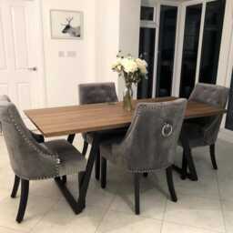 Velvet Tufted Dining Chair Dark Grey Upholstered Accent Chair With Nailhead Trim - thumbnail 2