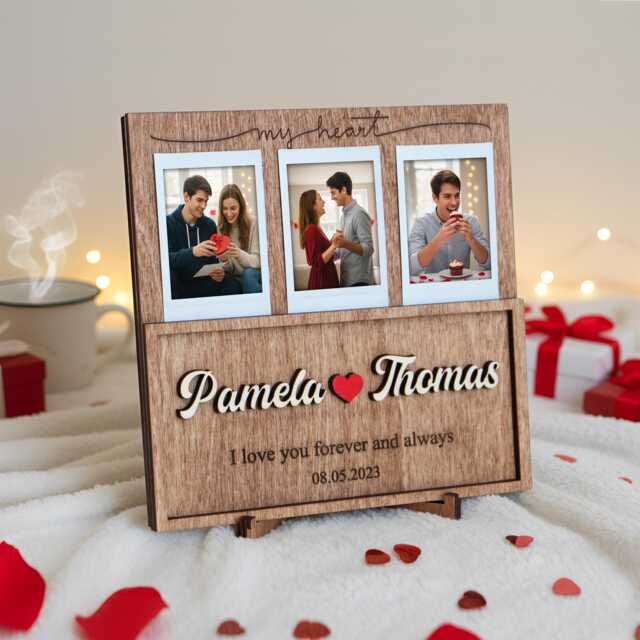 Personalized Photo Frame Instax Mini Prints On Birch Plywood Stand - image 1