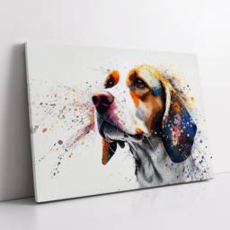 Beagle Abstract Dog Pet Animal Oil Painting Splatter Wall Art, Framed Canvas Poster Print, Home Kitchen Office Room Decor, Gifts - thumbnail 2