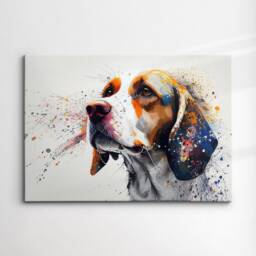 Beagle Abstract Dog Pet Animal Oil Painting Splatter Wall Art, Framed Canvas Poster Print, Home Kitchen Office Room Decor, Gifts - thumbnail 3