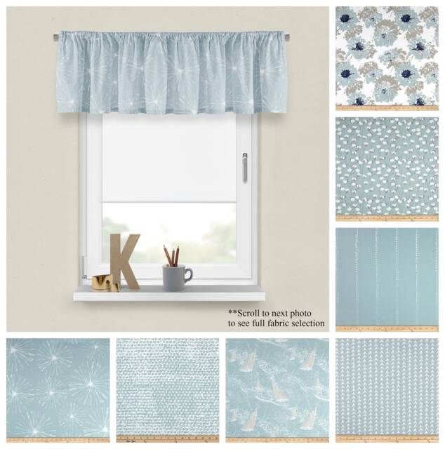 Spa Blue Valance - Premier Prints Light Window Panel - Custom Kitchen Treatments - Decorative Nautical Decor - Straight/Wavy Shade - image 1