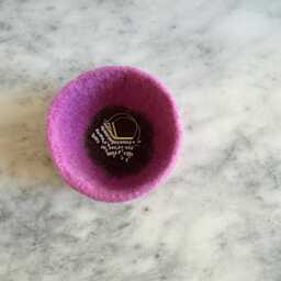 Colorblock Fuchsia & Brown Handmade Felted Wool Bowl - Home Decor By The Felterie. Ring - thumbnail 4