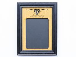 10Th Anniversary Picture Frame - 5x7 Holds 3x5 Photo Gift, Wedding Anniversary, Laser Engraved Collage - thumbnail 1