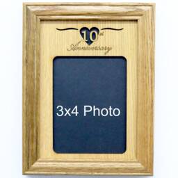 10Th Anniversary Picture Frame - 5x7 Holds 3x5 Photo Gift, Wedding Anniversary, Laser Engraved Collage - thumbnail 2