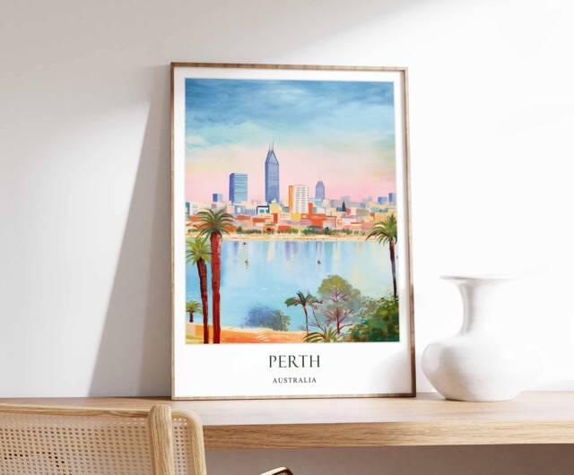 Perth Poster, Australia Western Wall Decor, Travel Art, Perth Print, Art - image 1