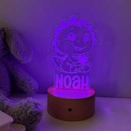 Personalised Dinosaur Night Light - Custom Name Kids Lamp Nursery Led Colour Changing Baby Room Decor Gift - thumbnail 4