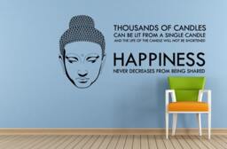 Buddha Quote Happiness Saying Phrase Namaste Yoga Wisdom Window Or Wall Car Vinyl Peal & Stick Removable Sticker Decal L1496 - thumbnail 1