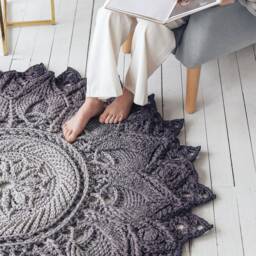 Braided Crochet Round Rug Nursery Mat, Home Decor - thumbnail 3