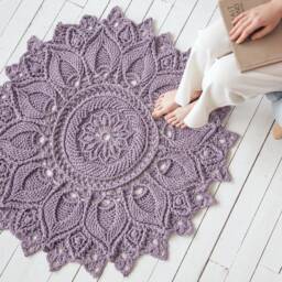 Braided Crochet Round Rug Nursery Mat, Home Decor - thumbnail 2