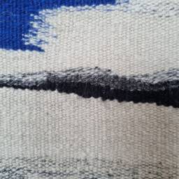 Handwoven Sea Tapestry Abstract Blue Wall Hanging With Wood - thumbnail 3