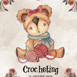 Crocheting Is Cheaper Than Counselling A4 Wall Art Sign Printable Digital Download - thumbnail 2