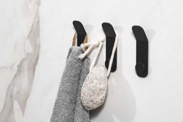 Matte Black Wall Hook - Modern Minimalist Towel, Robe, Leash Hook, Tesu - image 1